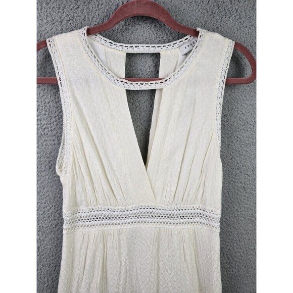 Sandro Paris Dress Womens M White Keyhole Coquette A-Line Peek A Boo Crochet - Picture 14 of 16